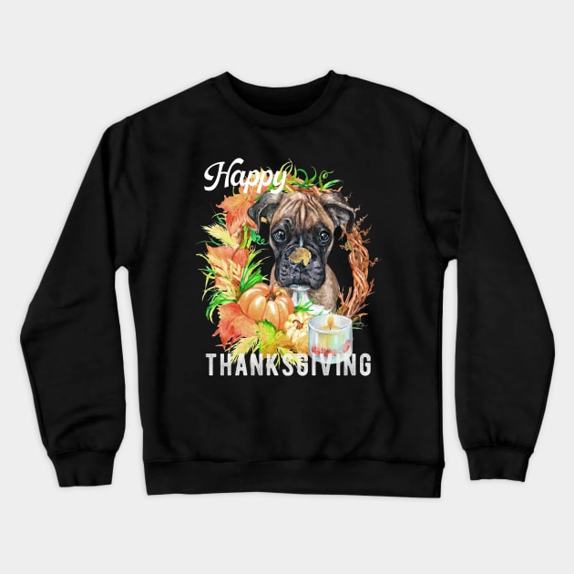 Boxer Dog Owner Thanksgiving Celebration Harvest Theme Crewneck Sweatshirt by Sniffist Gang